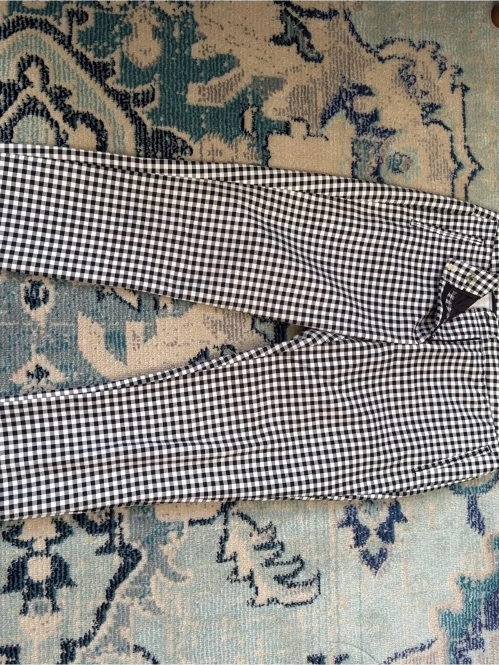Adrianna Papell Black and White Gingham Trousers